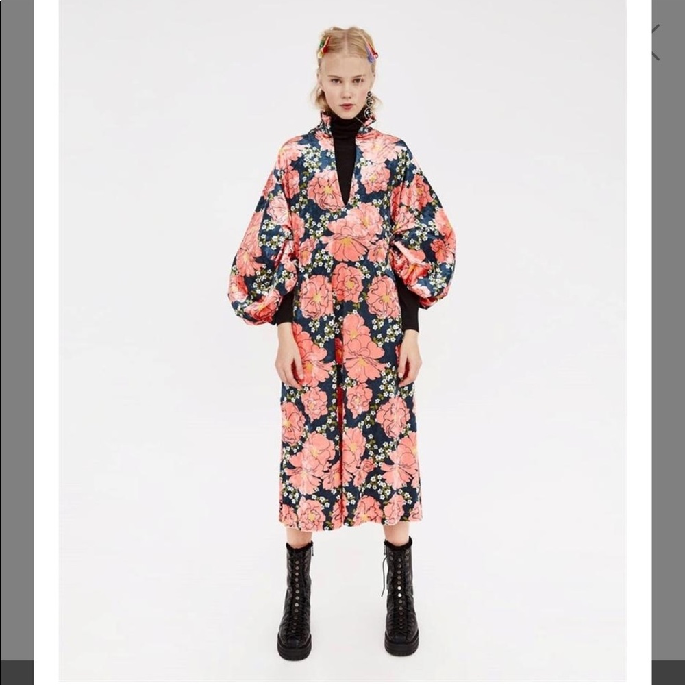 ZARA Velvet Floral Dress
